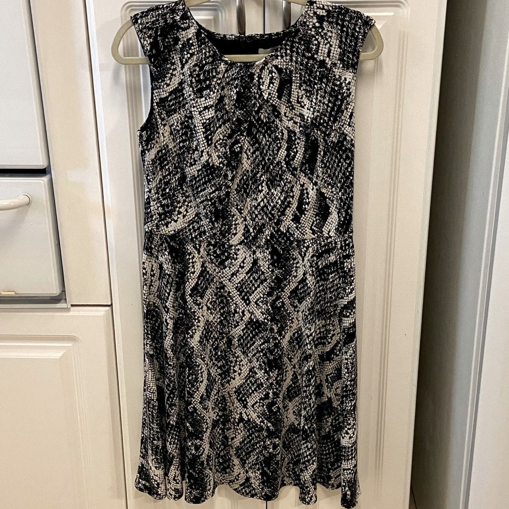 Petite black and white snake print dress